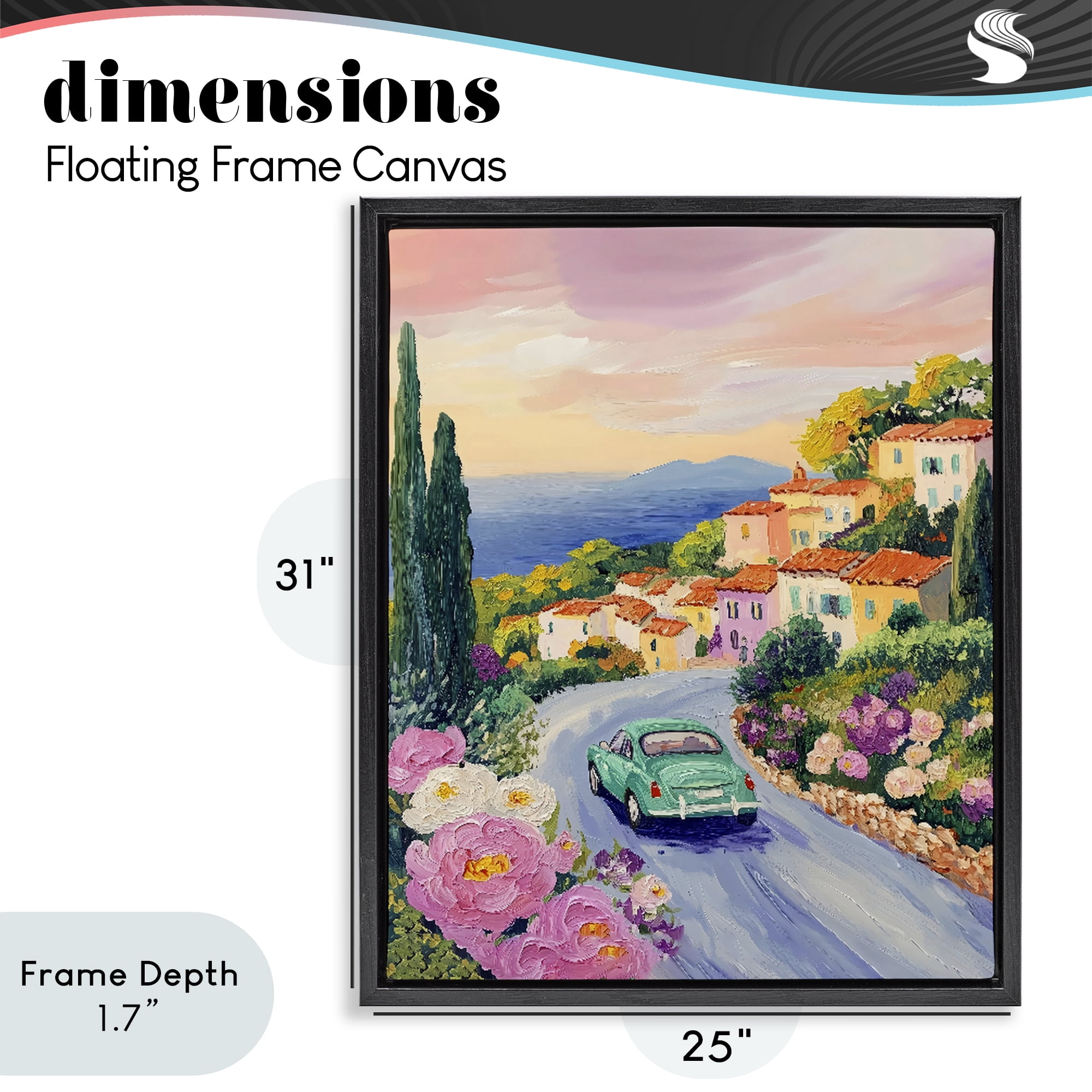Stupell Industries Driving Along The Coast Black Framed Floater Canvas Wall Art, design by The Prints Vibe