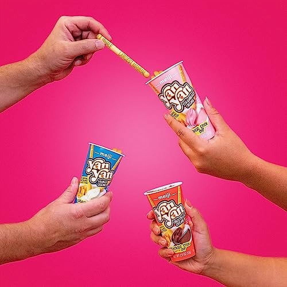 MEIJI Yan Yan Dipping Sticks, Chocolate Crme - 2 oz, Pack of 10 - Cracker Sticks with Fun Animals Phrases