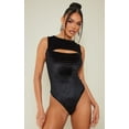 thumbnail image 2 of Black Velvet Cut out Sleeveless Bodysuit, 2 of 16