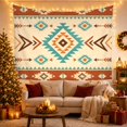 thumbnail image 3 of Stepped Diamond and Chevron Design Set Against a Cream Field, Serene Folk Art for Southwest Decor Lovers, Traditional Wall Art, Housewarming Gift Tapestry Wall Hanging for Living Room and Bedroom, 3 of 7