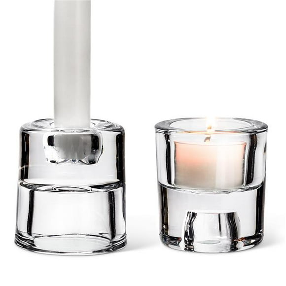 Abbott Collection AB-27-TURNOVER 2.5 in. Reversible Taper & Tealight Holder, Clear