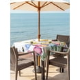 thumbnail image 3 of Outdoor Tablecloth with Umbrella Hole for Patio/Picnic/Party/Camping, Watercolor Floral Waterproof Table Cloth Square Cover Washable, Spring Tulip Sunflowers Butterfly (54"x 54"), 3 of 8