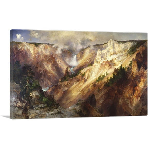 ARTCANVAS The Grand Canyon of Yellowstone Canvas Art Print by Thomas Moran - Size: 18" x 12" (1.50" Deep)