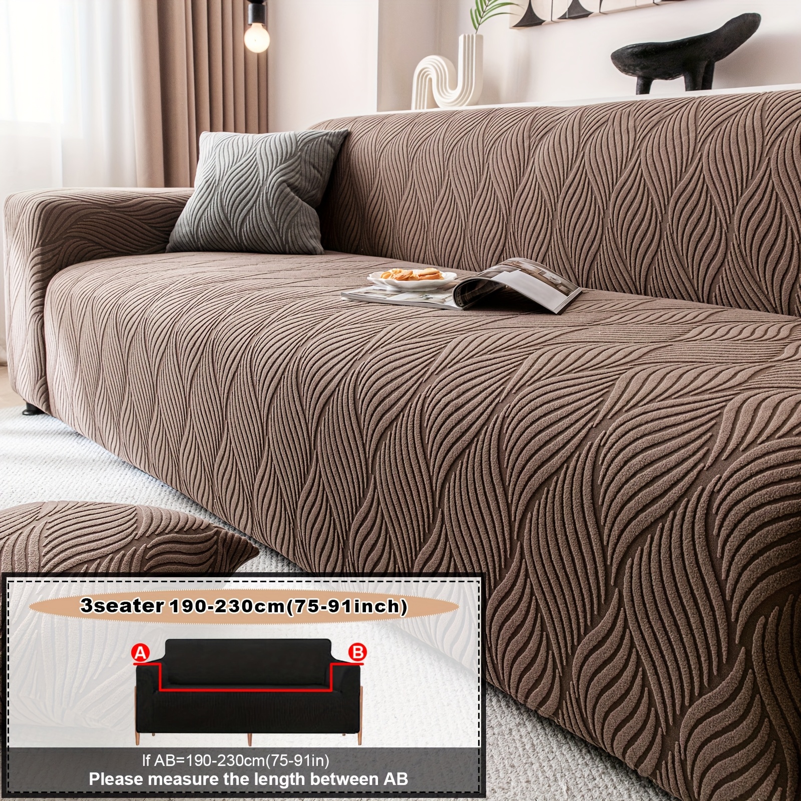 1PC Luxurious Jacquard Stretch Sofa Slipcover, Pet-Friendly Hairproof & Anti-Slip, All-Season Furniture Cover for Couch, Loveseat, Armchair, Sectional, Easy to Install & Wash