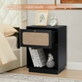 thumbnail image 5 of Wirrytor Rattan Night Stands Set of 2, Farmhouse Nightstand Bedside Table with Drawer and Storage Shelf, Boho End Side Table for Bedroom, Small Space, Black, 5 of 9