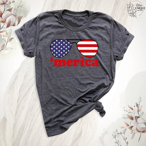 American Flag Sunglasses Tee July 4Th Patriotic Merica Shirt, 4Th Of July T Shirt, Patriotic Usa T-Shirt, Merica Patriotic Party Shirt, Full Size S-5XL