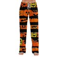 thumbnail image 2 of Zorvxlyn Halloween Women's Pajamas Pants Ghost Jack-O Bat Print Sleeping Pants Women Drawstring Elastic Waist Womens Lounge Pants, 2 of 6