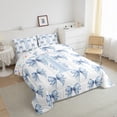 thumbnail image 3 of Feelyou Blue Princess Bowknot Full Size Comforter Sets for Kids, Initial T Letter Bedding Comforter Set, Watercolor Ribbon Reversible Bedding Sets, Luxury Bedroom Decor, 3-Piece, 3 of 8