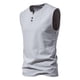 thumbnail image 1 of Men's Wide Shoulder Vest Collar Sleeveless T-Shirt Men's Vest Solid Color Bottom T-Shirt2XL, 1 of 3