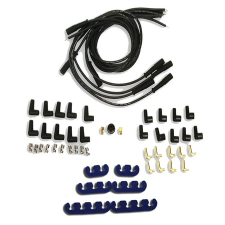 Plug Wire Set Straight Boots - Spark Plug Wires Spiral Core 8 mm Black Straight Boot Set V8 w/ Looms Separators