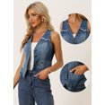 thumbnail image 2 of Chaleco Vaquero para Mujer sin Mangas con cuello en V Chaqueta Lavado Vaquera Gris azul M, 2 of 6