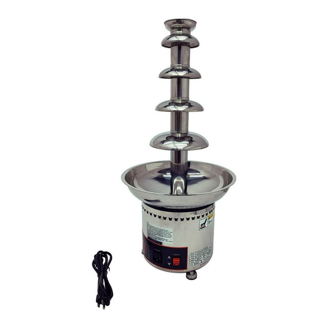 INTBUYING 110V 5-tiers Chocolate Waterfall Fountain Stainless Steel Digital Display