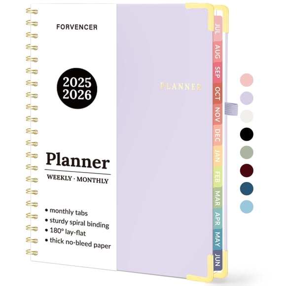 Planificador académico para vencer 2025-2026, semanal y mensual, color morado, tamaño A4