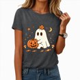 thumbnail image 2 of NOLDARES Halloween Teacher Shirts for Women Cute Ghost with Coffee Shirt Funny Spooky Tee Halloween Party Short Sleeve Tops(Dark Gray,XXXL), 2 of 7