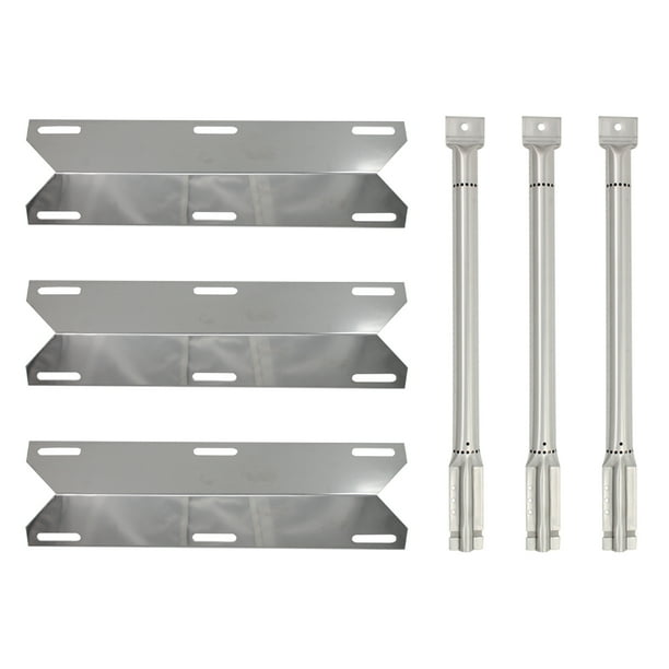 3Pack BBQ Gas Grill Tube Burner & Heat Shield Plate Tent Replacement Parts for Charmglow 720