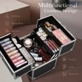 thumbnail image 3 of Frenessa Estuche Organizador de Cosméticos Caja de Almacenamiento de Maquillaje Profesional 4 Bandejas con Divisor Estuche de Viaje con Cerradura Caja de Maquillaje de Viaje Portátil para Maquillador,, 3 of 5
