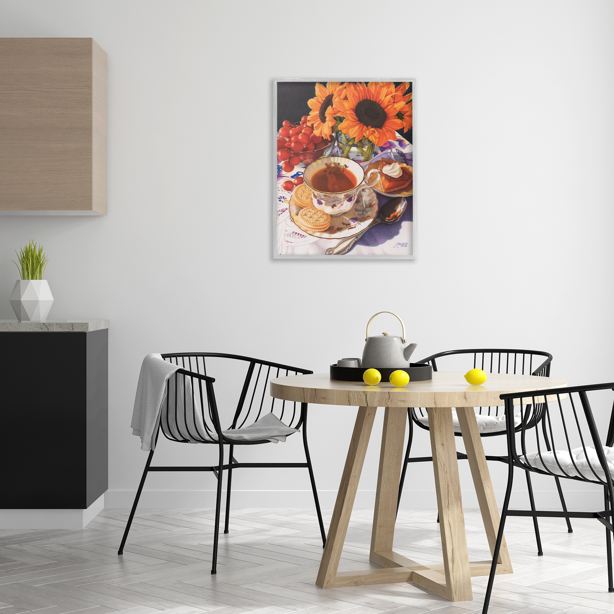 Stupell Industries Autumnal Tea Party Food & Beverage Painting Gray Framed Art Print Wall Art, 24 x 30