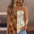 thumbnail image 2 of OIOLOYJM Womens Tube Top Spring Bandeau Strapless Hawaiian Print Peplum Top Backless Vacation Ruffle Trendy Clothes Beige XL, 2 of 4