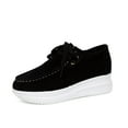 thumbnail image 5 of Lovskoo 2024 Women's Platform Shoes Solid Color Lace-Up Wedge Loafers Comfort Shoes Black, 5 of 8