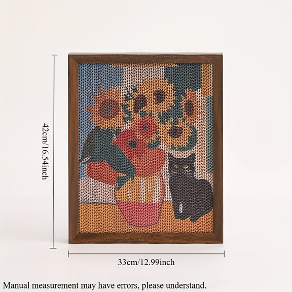 Wall-Mounted Cat Scratching Post - Durable Cardboard w/ Sunflower Art - Scratch-Resistant for Indoor Cats (Modern Home Decor)
