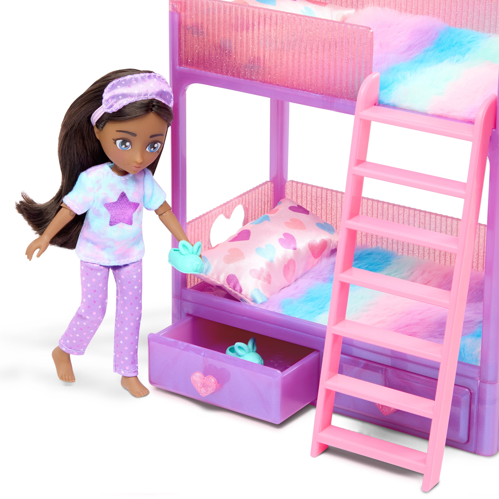 Hey Bestie Nighty Night Bunk Bed Furniture Set for (5.5-inch) Small Dolls with Accessories, Kids 3 Years & up