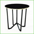 thumbnail image 5 of 3-Piece Living Room Coffee & End Table Set: Round Black Tempered Glass Top, Metal Frame, Easy-Clean Modern Style, 5 of 6