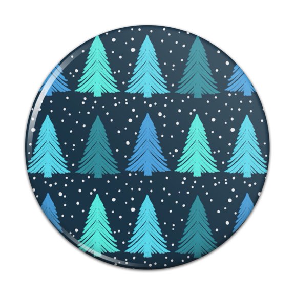 Snowy Christmas Trees Pattern  Pinback Button Pin