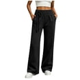 thumbnail image 2 of Smsaxvxz Wide Leg Sweatpants for Women Lightweight Breathable Outdoor Athletic Running Work Pants with Pockets Black M, 2 of 8