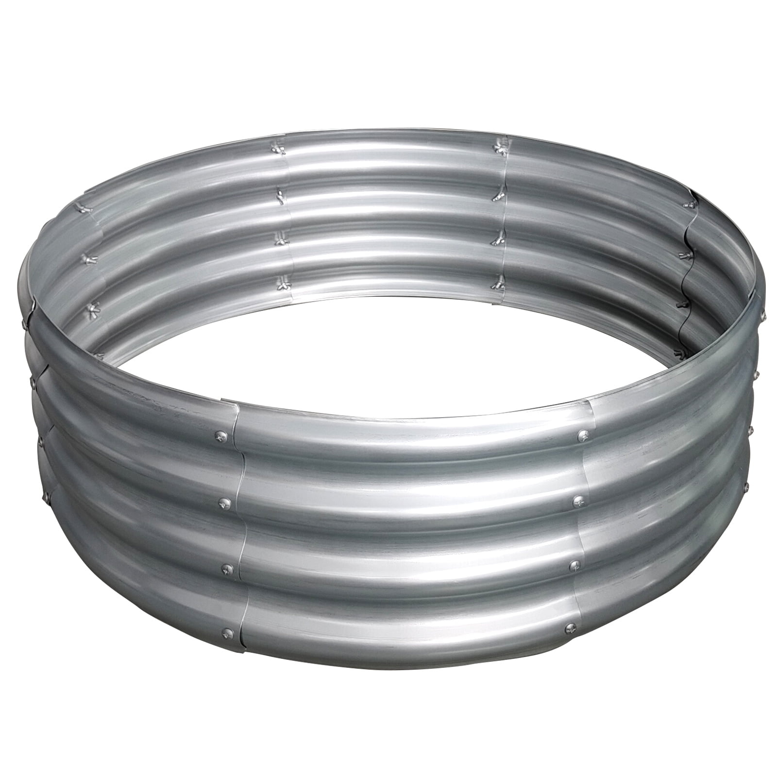 Jacgood 3FT Diameter Camp Fire Ring Pit, Large Round Galvanized Steel Fire Pit, Heavy Duty Steel Fire Pit Silver for Backyard, Camping, Bonfire，35in Diameter