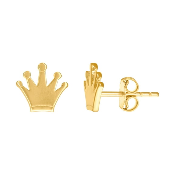 14k Yellow Gold Womens Crown Fashion Stud Earrings 7.8x8.1mm Wide Stud Earring for Women - 1.1 Grams