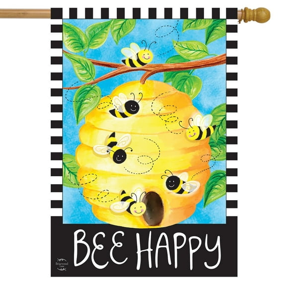 Briarwood Lane Bee Happy Bees Seasonal House Flag