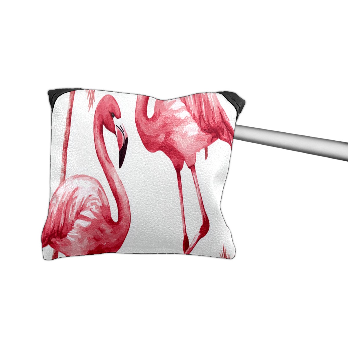 Golf Mallet Putter Cover Premium Leather Waterproof Golf Putter Head Cover with Magnetic Closure Watercolor Flamingo
