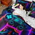 thumbnail image 4 of Homewish Abstract Gradient Gamer 7-Piece Twin Bedding Sets For Kids Teens Adults,Video Game Bedding Comforter Set,Neon Lights Breathable Sheet Sets,Super Cozy Room Decor,Reversible, 4 of 8