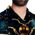 thumbnail image 5 of Starry Bees in the Sky Men's Short Sleeve Spread Collar Tops, Casual Button Down Shirts, Printed Summer Beach Shirts, Unisex, 5 of 6