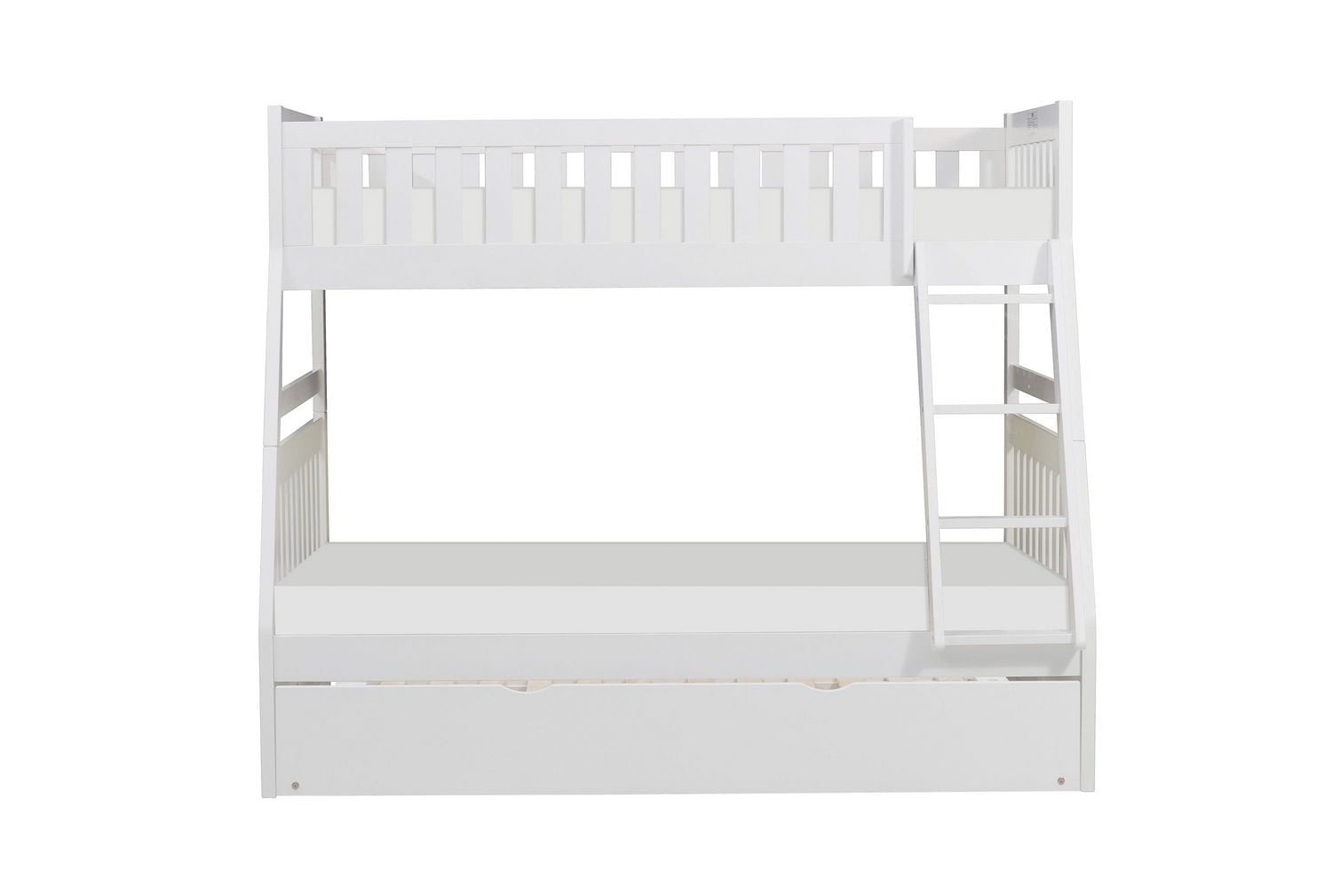 Topline Home Furnishings  White Twin over Full Bunk Bed with Twin Trundle