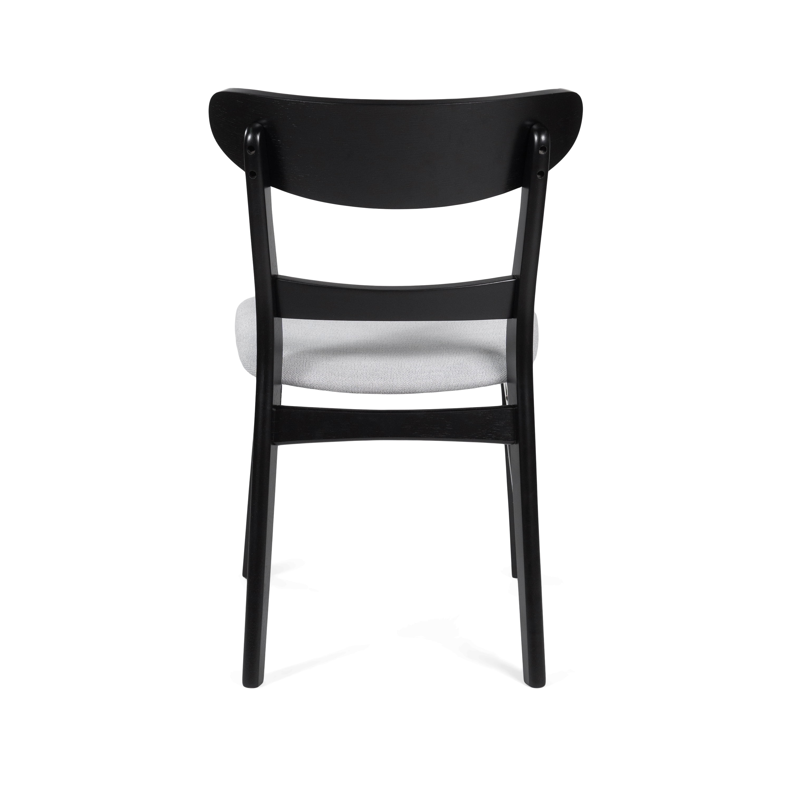 Euroco Wooden Dining Chairs Set of 2, Mid Century Modern Upholstered Kitchen Side Chairs with Curved Backrest,Dining Room Chair for Home,Light Grey