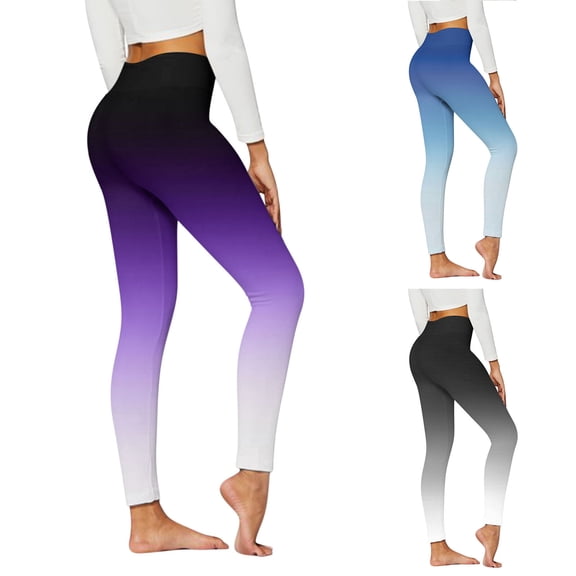 YUEHUA Women's Ombre Gradient High Waist Yoga Leggings, Tummy Control Butt Lifting Pants, Stretchy Compression Workout Tights for Yoga & Fitness