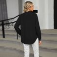 thumbnail image 2 of SWSMCLT Women's Button Up Shirt Fashion Blouse Long Sleeve Fall Loose Holiday Winter Drop Shoulder Long Top Black Small, 2 of 5