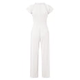 thumbnail image 5 of HXWCHs Women's Denim Jumpsuit, Elegant Women's Sleeveless Jumpsuit with Ruffle and Lace Featuring Straight Leg Trousers XL White, 5 of 5