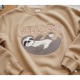 thumbnail image 2 of Embroidered Sloth Self Care Sweatshirt – Cute cozy cottagecore hoodie with relaxing sloth design, perfect self care gift for her, 2 of 5