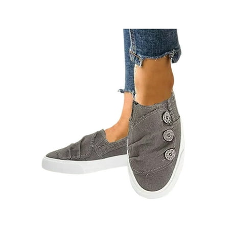 

Frontwalk Womens Casual Shoes Canvas Flats Lightweight Loafers Walking Breathable Sneakers Women Slip On Grey 7.5