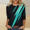 thumbnail image 4 of Hauts à Manches 3/4 pour Femmes Confortables et Décontractés Femmes Manches 3/4 Imprimé Col Rond Chandail Hauts Blouse T-Shirt Robe T-Shirt Femmes T-Shirts d'Été pour Femmes, 4 of 6
