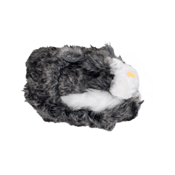 HappyFeet Animal Slippers - Gray & White Cat - Small