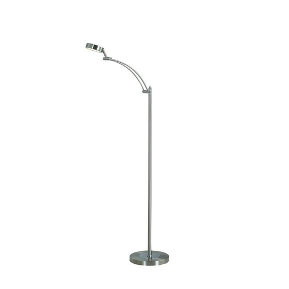 Izzovium 54" Silver Metal Task Floor Lamp, Integrated 6W LED 2700K, Adjustable Head Design