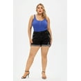thumbnail image 3 of CASSIE LIZ Ladies Plus Size Black Shorts 4X Elastic Waist Casual Shorts Pocket Washed Ripped Roll Cuff Shorts Jeans Shorts Summer Shorts Pants 4XL 26W, 3 of 7