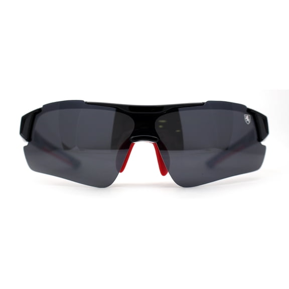 Classic Mens Baseball Half Rim Shield Sport Plastic Sunglasses Black Red
