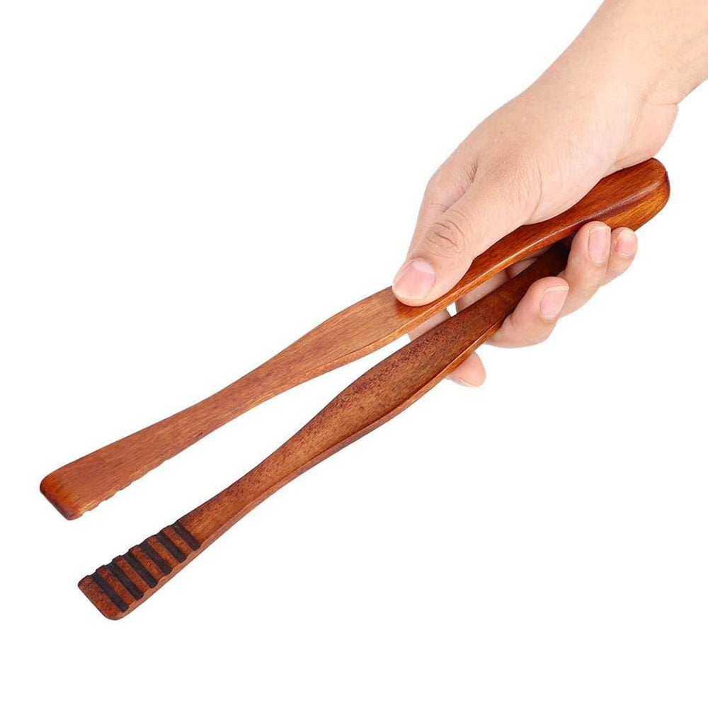Reusable Wood Tongs Scissors Wooden Kitchen Toast Barbecue Tongs BBQ