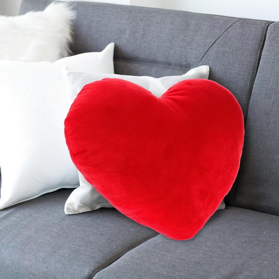 BESTYASH Red Heart Shaped Pillow for Home Use, Fluffy Plush Decorative Throw Pillow