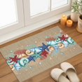 thumbnail image 3 of Summer Beach Indoor Door Mat 18x30 Inch Starfish Shell Coral Coastal Vintage Brown Linen Front Door Mat Non Slip Washable Entryway Rug Low Profile Dirt Trapper Doormat for Bathroom Kitchen Bedroom, 3 of 9