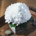 thumbnail image 2 of Enova Home Artificial Flowers Silk Hydrangea Fake Flowers Arrangement in Wood Planter for Home Office Wedding Decoration (White), 2 of 3